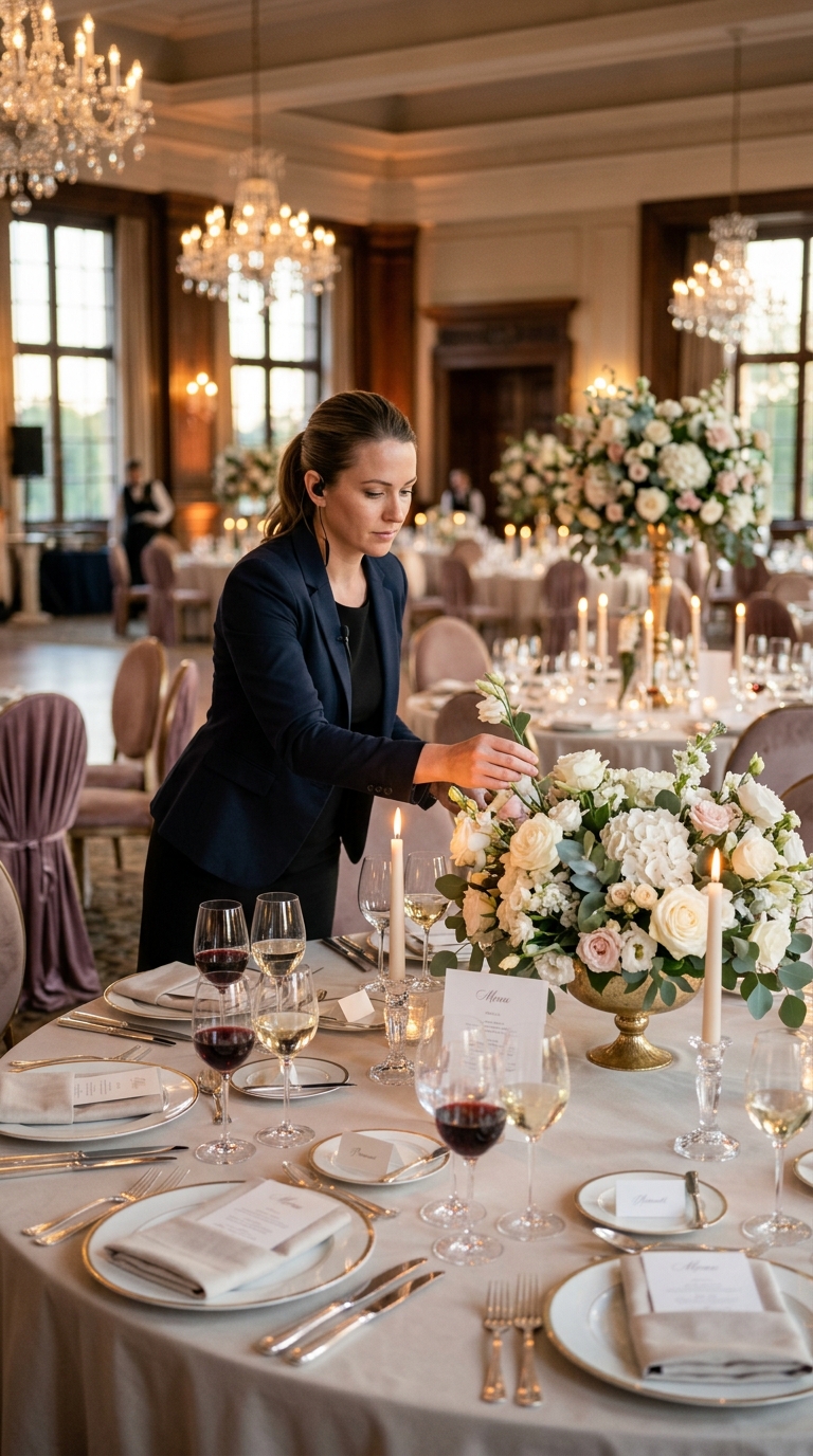 Mise en place dans la grande salle